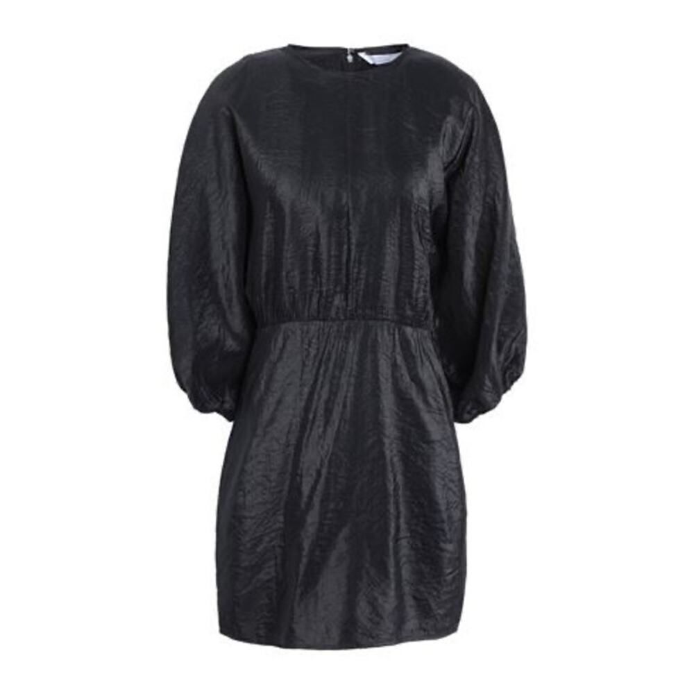 & OTHER STORIES Black Mini Dress Balloon Sleeves Satin Night Out Crewneck HOCO 8